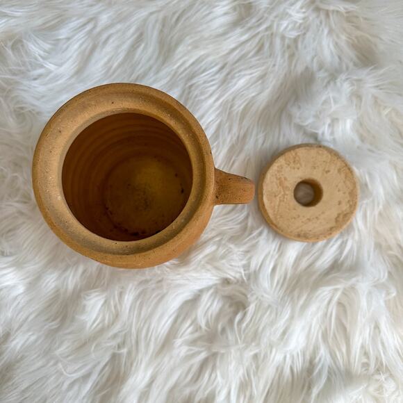 Vintage Terracotta Pottery Jar with Lid Boho Home Decor - Picture 3 of 4